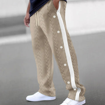 Riolio Spring and Autumn New Men's Trousers Texture Jacquard Single-Breasted Side Stripe Loose plus Size Casual Pants Sweatpants